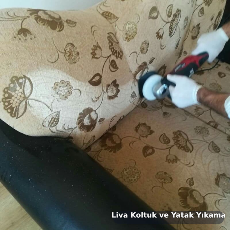 Desenli koltuğun kolçağının extractor makinesiyle temizlenmesi