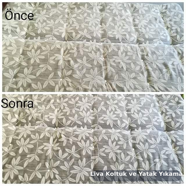 Desenli yatak yüzeyinin Liva yıkama öncesi ve sonrası karşılaştırması